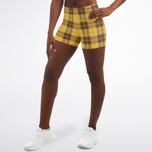 Yellow plaid 2025 biker shorts