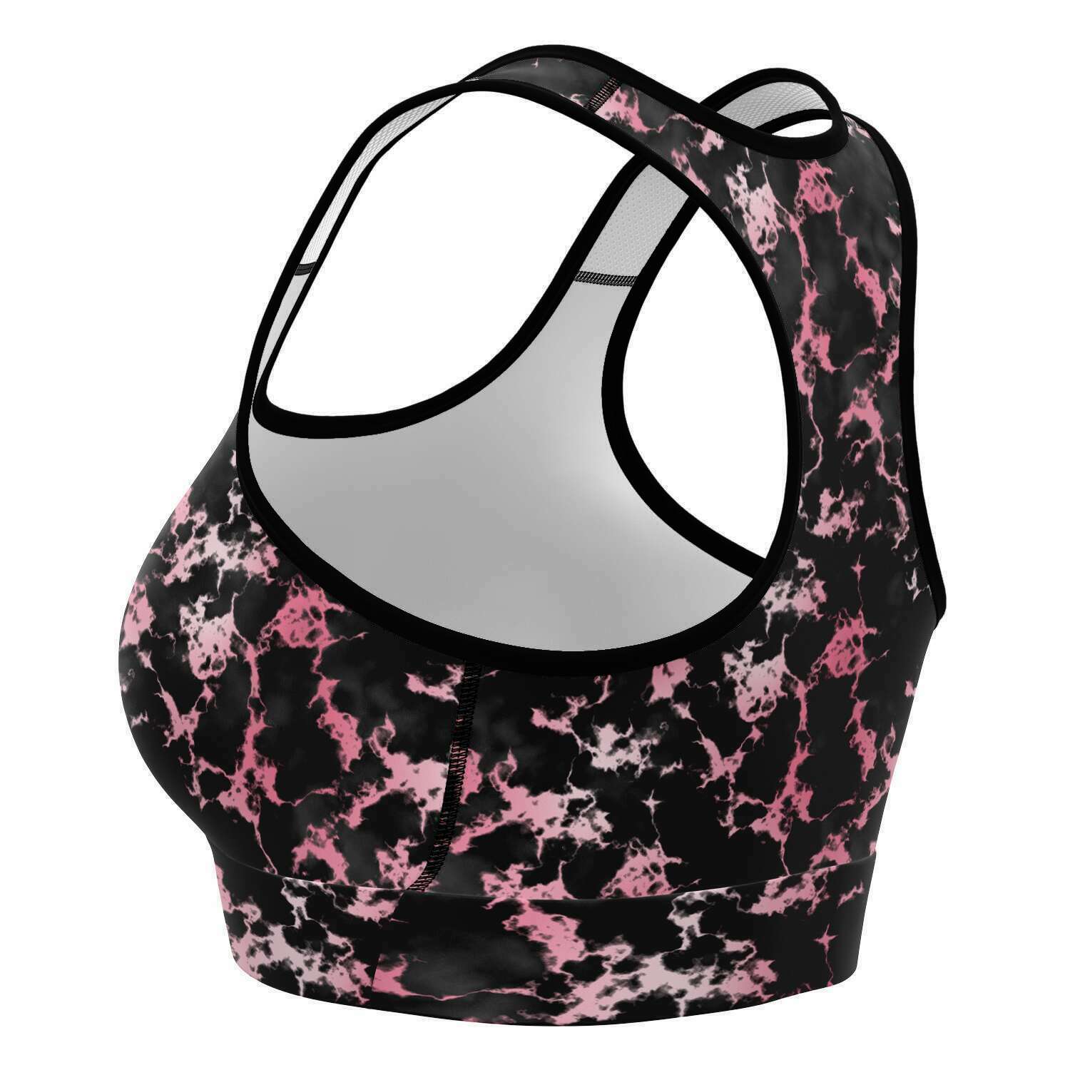 Women's Rose Gold Gilded Marble Sports Bra Left