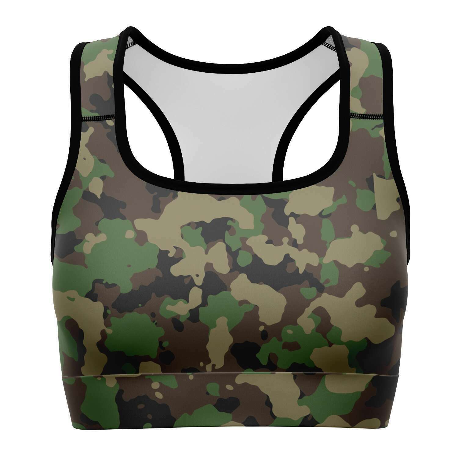 Women's Classic Army Woodland Forest Camouflage Athletic Sports Bra