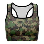 Women's Classic Army Woodland Forest Camouflage Athletic Sports Bra