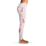 Women's Breast Cancer Awareness Month Pink Ribbons Mid-rise Leggings Right