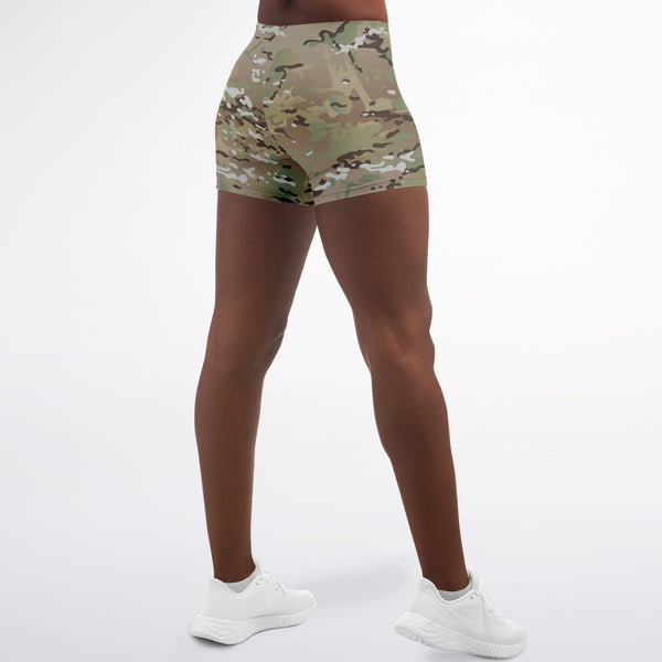 Women's Army OCP Camouflage Mid-rise Athletic Booty Shorts | Iron