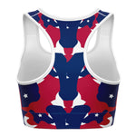 Women's Fourth Of July Stars Red White Blue USA Camouflage Athletic Sports Bra Back