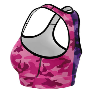 Women's All Purple Pink Camouflage Athletic Sports Bra Left