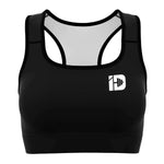 Women's Black Iron Discipline Logo Athletic Sports Bra
