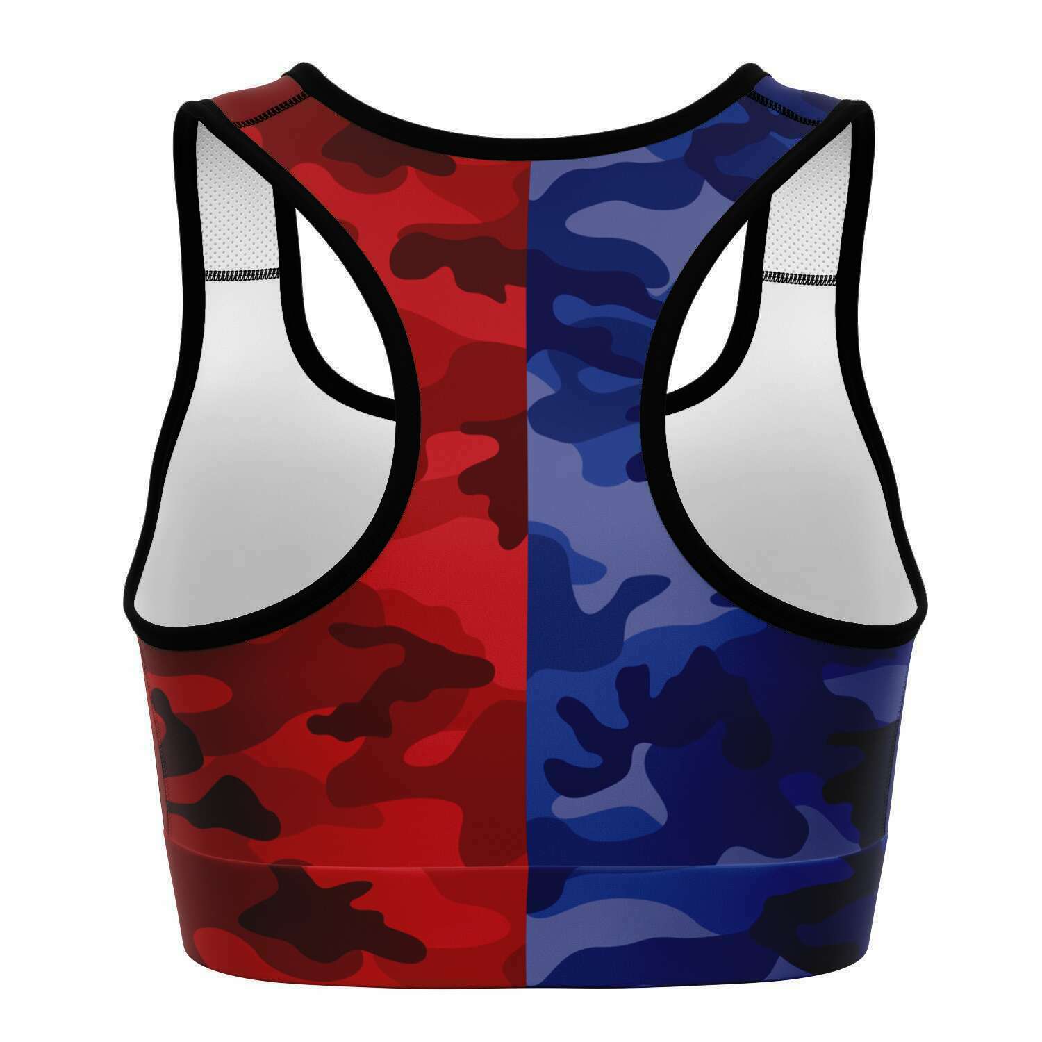 Women's All Blue Red Camouflage Athletic Sports Bra Back