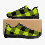 Women's Safety Green Lumberjack Plaid Running Shoes Sneakers