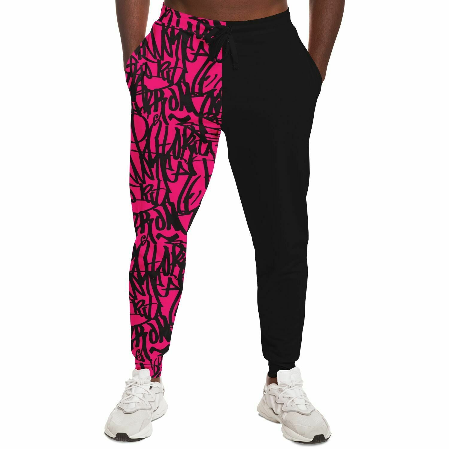 Unisex Pink Black Two-Tone Graffiti Athletic Joggers