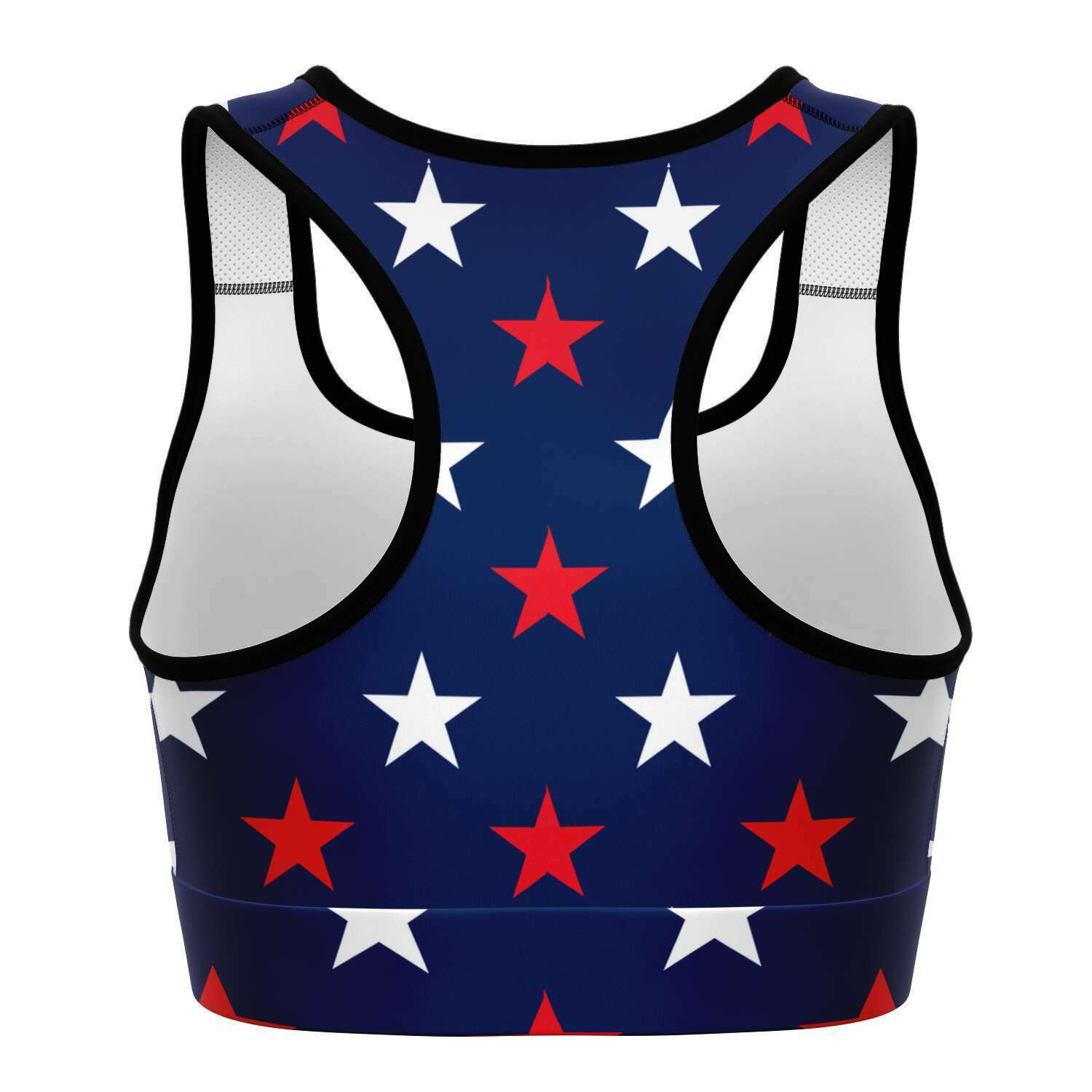Women's Red White  Blue American All-Star Athletic Sports Bra Back