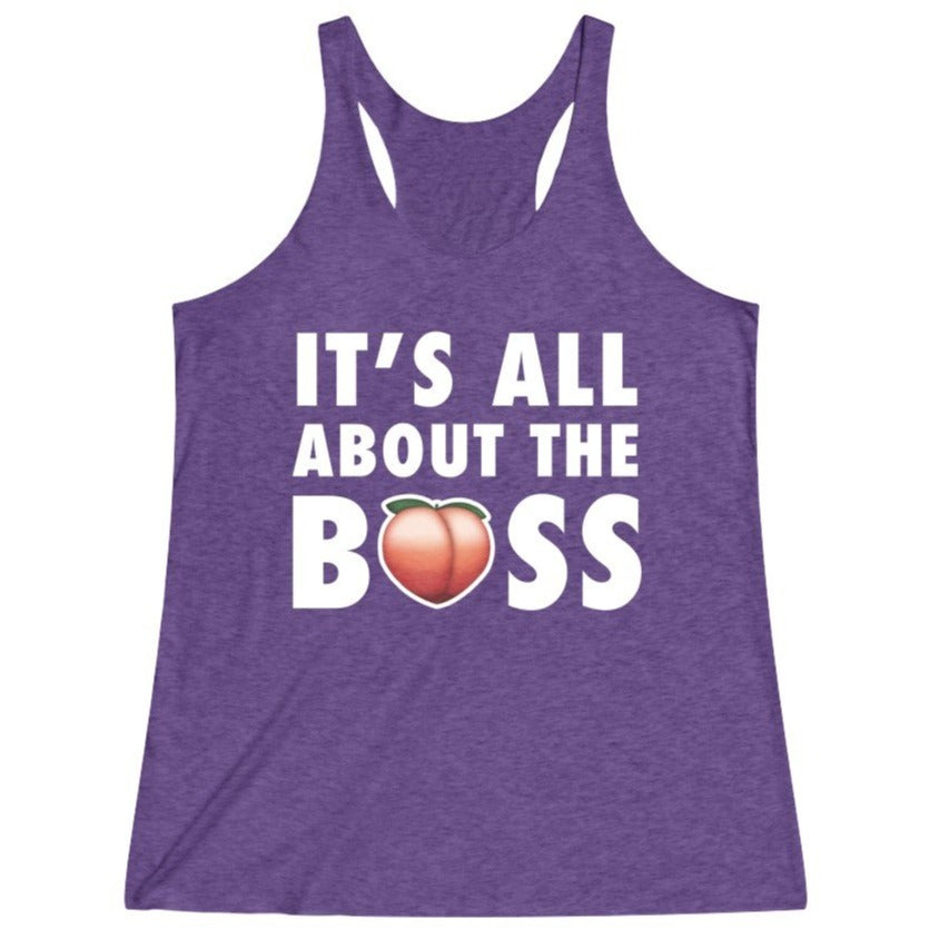Women's Purple It's All About The Bass Fitness Gym Racerback Tank Top