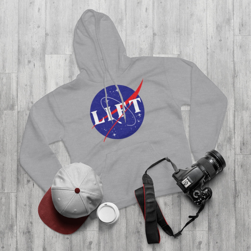Heather Grey NASA LIFT Heavy Space Gym Workout Unisex Hoodie Front Shop