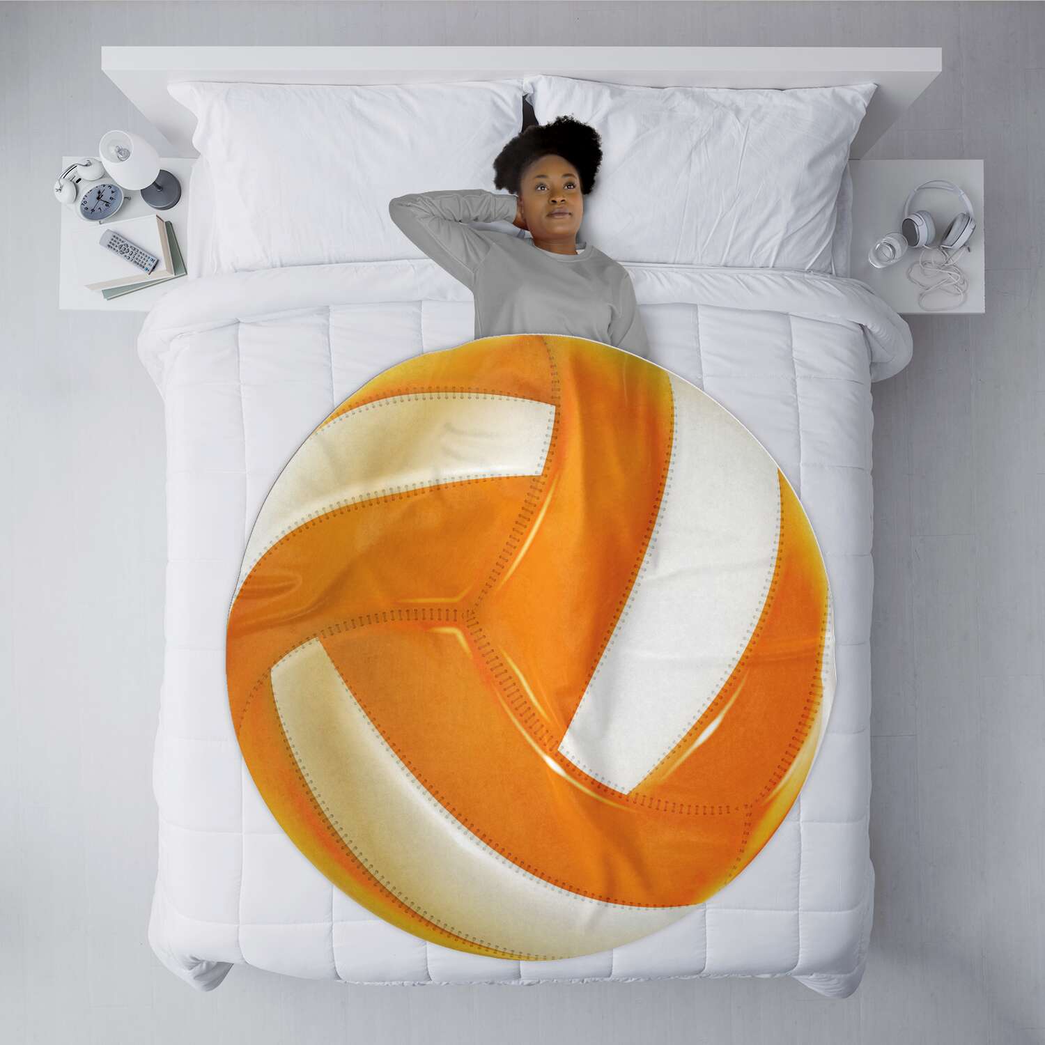 Classic Orange Volleyball Microfleece Winter Blanket