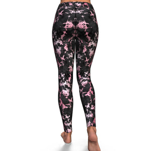 Women's Rose Gold Gilded Marble High-waisted Yoga Leggings Back