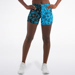 Half Black Blue Paisley Shorts