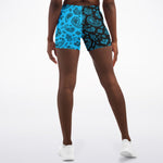 Half Black Blue Paisley Shorts