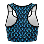 Women's Blue Mother Of Dragons Athletic Sports Bra Back