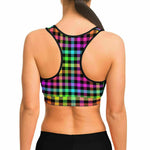 Rainbow Plaid Sports Bra