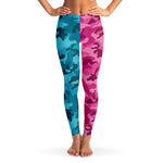 Women's All Cyan Pink Camouflage Mid-rise Yoga Leggings
