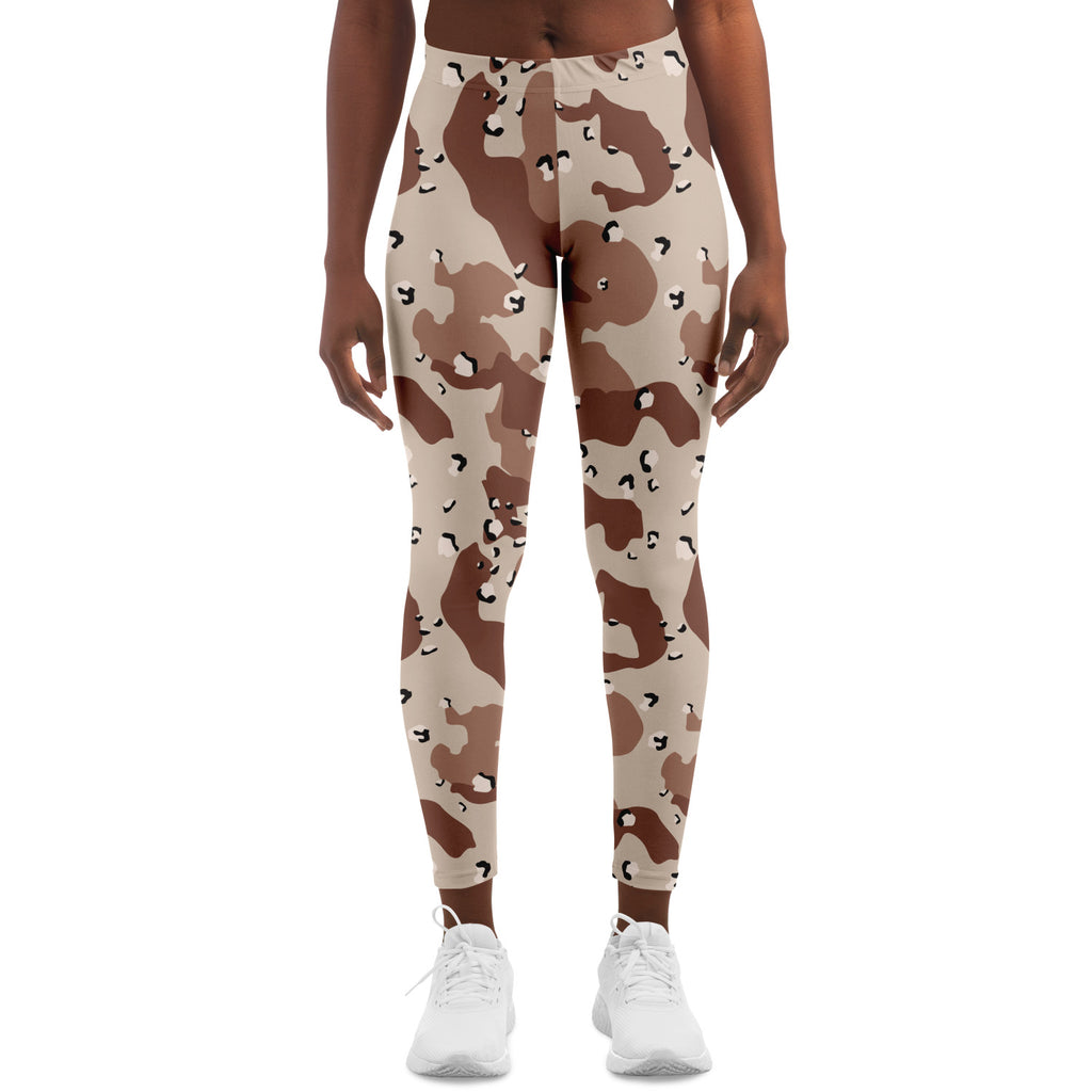 Women's Desert Sand Storm Chocolate Chip Camouflage Mid-rise Yoga Leggings