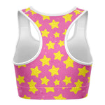 Women's Pink Star Power Athletic Sport Fronts Bra Back