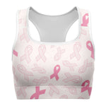 Women's Breast Cancer Awareness Month Pink Ribbons Athletic Sports Bra