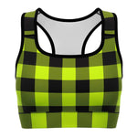 Women's Safety Green Lumberjack Plaid Tartan Athletic Sports Bra