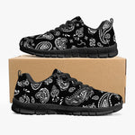 Women's Black White Paisley Bandana Gym Sneakers