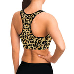 Women's Wild Animal Leopard Print Athletic Sports Bra Model Back