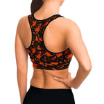 Women's Orange Digital Camouflage Athletic Sports Bra Model Right