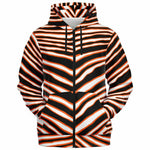 Unisex Cincinnati Football Black Orange Wild Zebra Stripe Animal Pattern Zip-up Hoodie