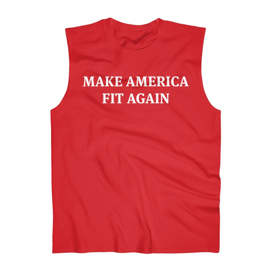 Make America Fit Again Red Muscle Gym Workout TShirt