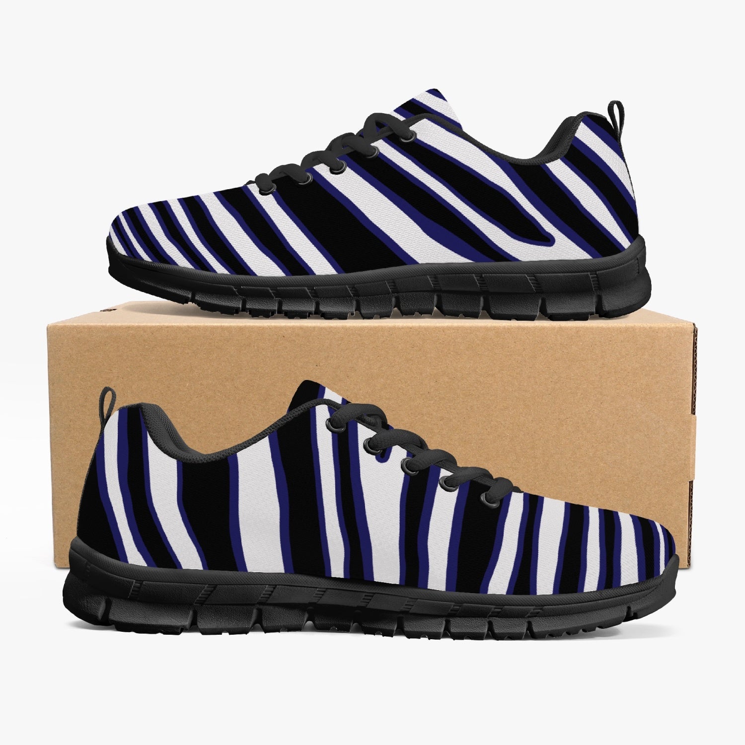 Unisex Baltimore Football Black Purple Wild Zebra Stripe Animal Pattern Running Sneakers Shoes