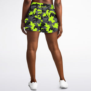 Melon Green Camo Running Shorts