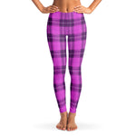 Women's Pink All Girls Prep School Plaid Mid-rise Yoga Leggings