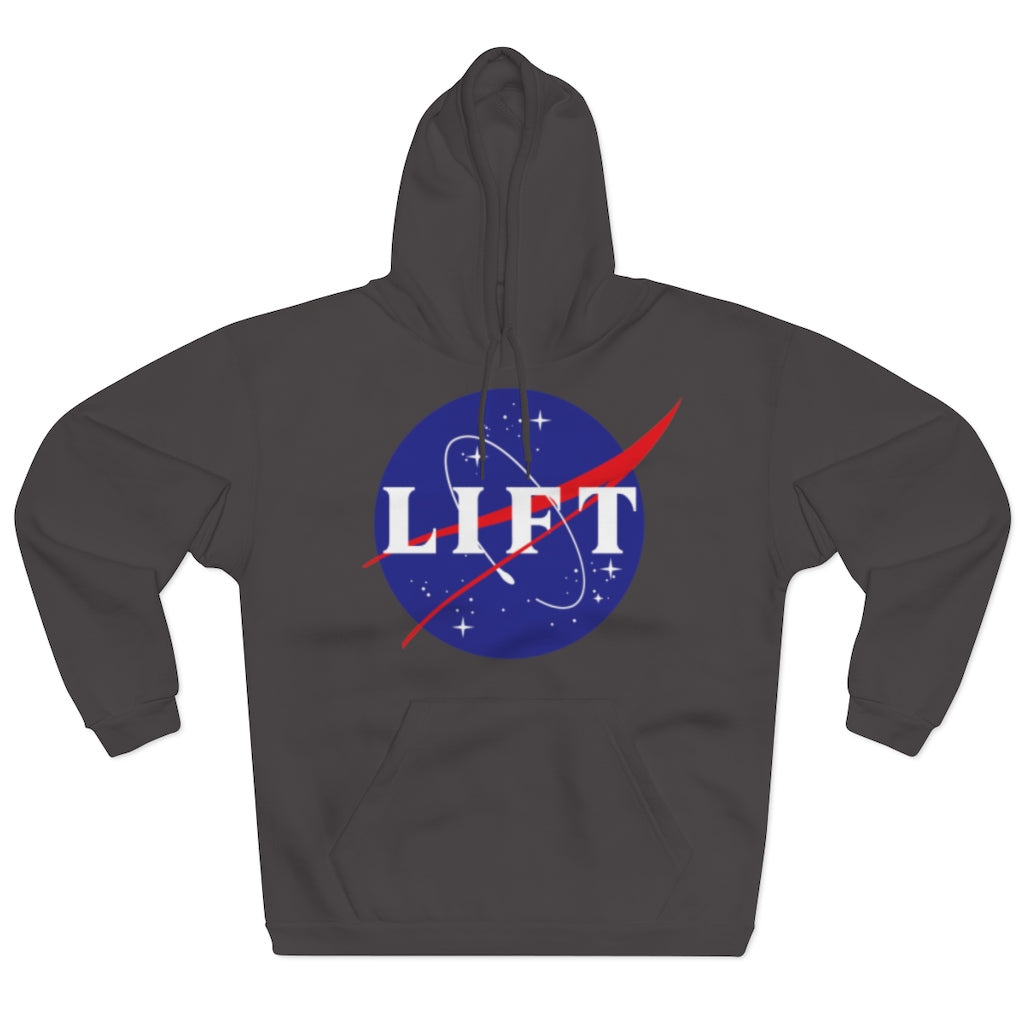 Dark Grey NASA LIFT Heavy Space Gym Workout Unisex Hoodie Front