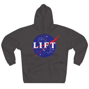 Dark Grey NASA LIFT Heavy Space Gym Workout Unisex Hoodie Front