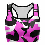 Women's M90 Black Pink Modern Soldier Urban Warfare Camouflage Athletic Sports Bra