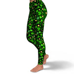 Women's St. Patrick's Day Feeling Lucky Green Shamrocks Gold Coins High-waisted Yoga Leggings