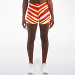 Women's Kansas City Football Red Wild Zebra Stripe Animal Pattern Mid-rise Athletic Booty Shorts