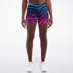 Women's Rainbow Pride Gradient Bengal Tiger Animal Print Pattern Mid-rise Athletic Booty Shorts