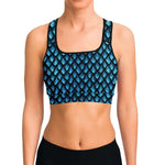 Women's Blue Mother Of Dragons Athletic Sports Bra Model Front