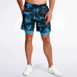 Blue Checker Paint Splash Camo Shorts