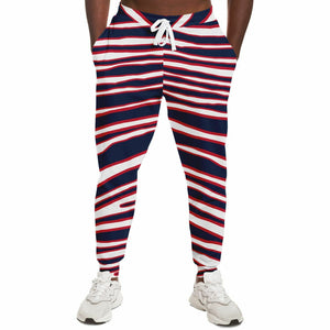 Unisex New England Football Red White Blue Wild Zebra Stripe Animal Pattern Mid-Rise Athletic Joggers