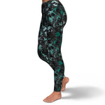Women's Emerald Green Gilded Marble High-waisted Yoga Leggings