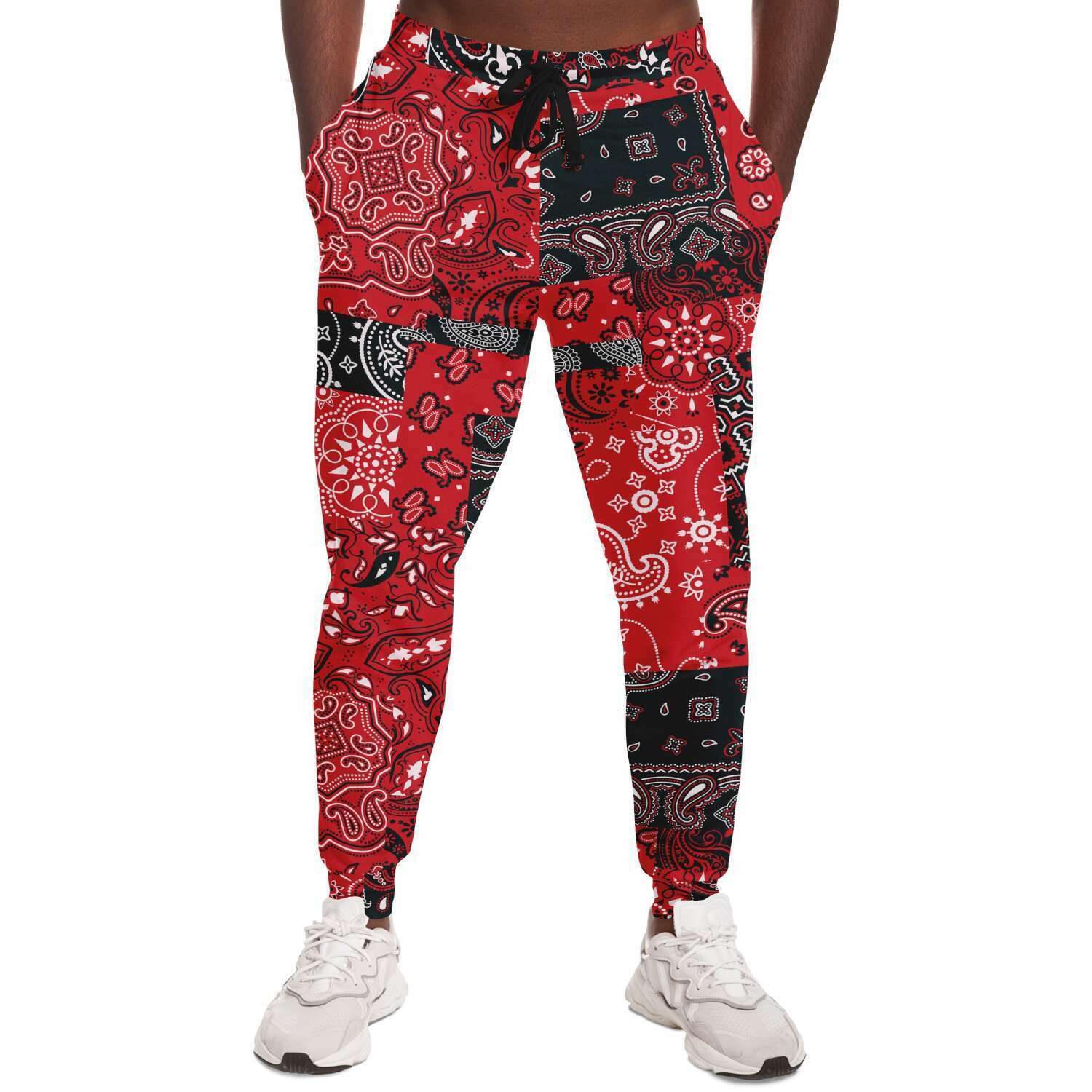 Unisex Red Paisley Patchwork Joggers