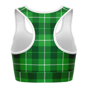 Women's St. Patrick's Day Irish Lass Plaid Athletic Sports Bra Back