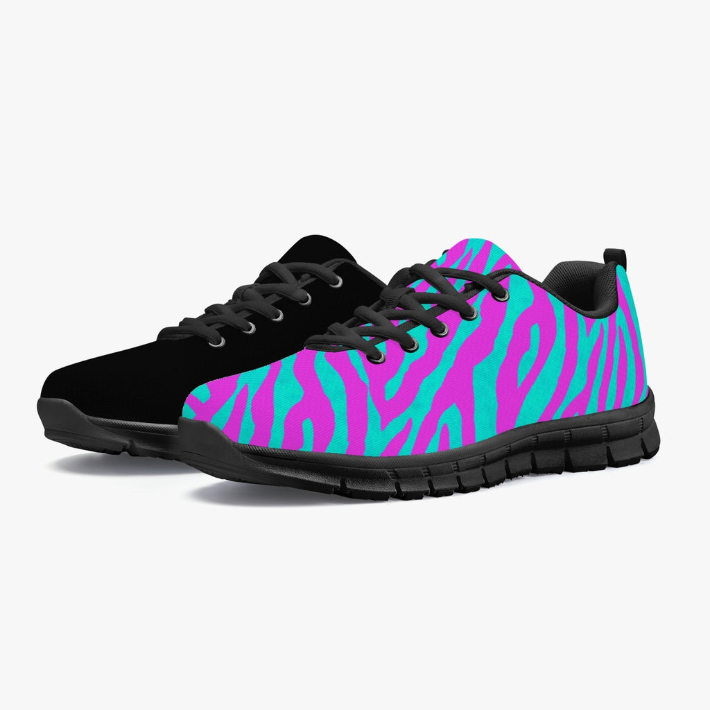 Women's Hot Pink Zebra Half Print Pattern Gym Workout Sneakers