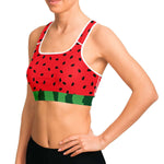 Women's Juicy Watermelon Slice Athletics Sports Bra Model Left