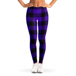 Women's Purple Lumberjack Plaid Tartan Mid-Rise Yoga Leggings