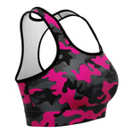 Women's Black Pink Camouflage Athletic Sports Bra Right
